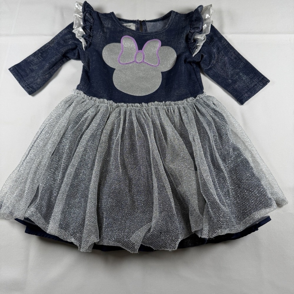 Pippa & Julie Disney Minnie Mouse Dress 3T Blue Silver Ruffle Princess Vacation
